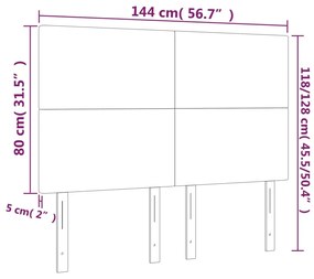 Κεφαλάρι Κρεβατιού LED Σκούρο Γκρι 144x5x118/128εκ. Υφασμάτινο 3122143