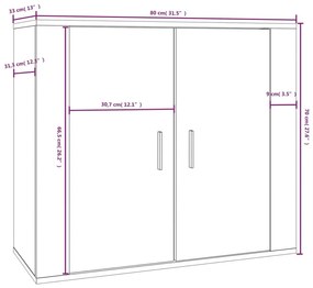 Ντουλάπι Sonoma Δρυς 80x33x70 εκ. από Επεξεργασμένο Ξύλο - Μπεζ