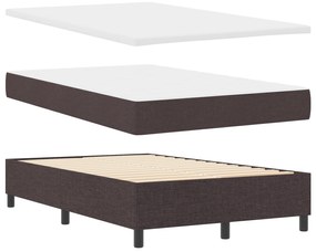 vidaXL Κρεβάτι με Ελατήρια με Στρώμα & Πάγκο Σκούρο Καφέ 120x200 εκ. Ύφασμα