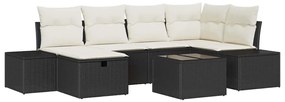 vidaXL Σετ Καναπέ Κήπου με μαξιλάρι 7 pcs Μαύρο Πολυ ράταν