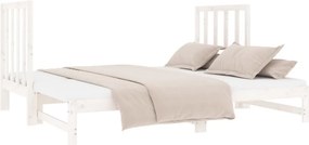 vidaXL Καναπές Κρεβάτι Συρόμενος Λευκός 2x(90x190) εκ. από Μασίφ Πεύκο