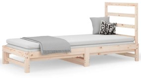 Καναπές Κρεβάτι Συρόμενος 2x(90x200) εκ. από Μασίφ Ξύλο Πεύκου - Καφέ