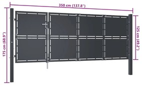 vidaXL Πόρτα Κήπου Ανθρακί 350x125 εκ. από Ατσάλι