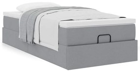 Οθωμανικό κρεβάτι με στρώμα ανοιχτό γκρι 100x200cm ύφασμα