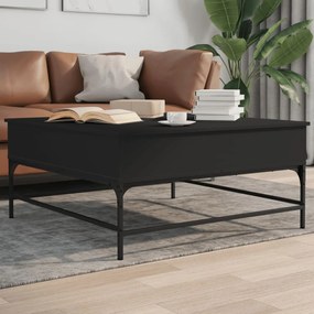 vidaXL Τραπεζάκι Σαλονιού Μαύρο 95x95x45εκ. Επεξεργασμένο Ξύλο+Μέταλλο