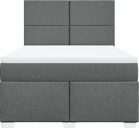 vidaXL Κρεβάτι Boxspring με Στρώμα Σκούρο Γκρι 140x200 εκ Υφασμάτινο