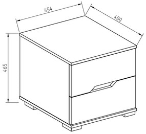 Ξύλινο Κομοδίνο NANDA Oak Katania Black/White Gold 45x40x46cm