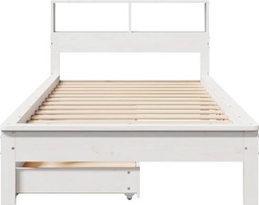 vidaXL Κρεβάτι Βιβλιοθήκη Χωρίς Στρώμα Λευκό 75x190 εκ Μασίφ Πεύκο