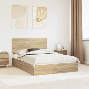 vidaXL Κρεβάτι Αποθήκης Δρύς Sonoma 150 x 200 cm Επεξεργασμένο ξύλο
