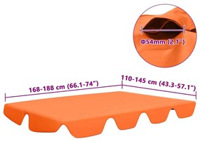 vidaXL Πανί Ανταλλακτικό για Κούνια Κήπου Πορτοκαλί 188/168x145/110 εκ