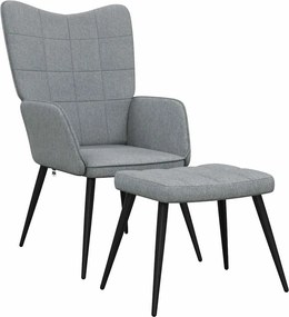 vidaXL Πολυθρόνα Relax Ανοιχτό Γκρι Υφασμάτινη με Σκαμπό