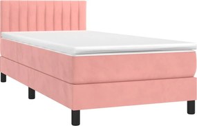 vidaXL Κρεβάτι Boxspring με Στρώμα Ροζ 80 x 200 εκ. Βελούδινο