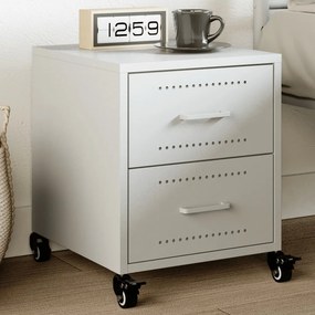 vidaXL Κομοδίνο Λευκό 36x39x43,5 εκ. από Χάλυβα