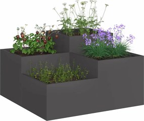 vidaXL Γλάστρα Κήπου Μαύρο 100 x 100 x 48 εκ. Ατσάλι