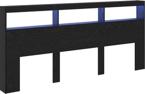 vidaXL Κεφαλάρι Μαύρη Οξυά 220 x 17 x 102 cm Επεξεργασμένο ξύλο