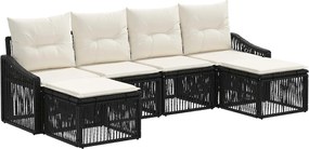 vidaXL Σετ Καναπέ Κήπου 6 pcs Μαύρο συνθετικό ρατάν