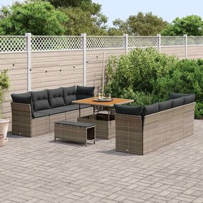 vidaXL Σετ Καναπέ Κήπου με μαξιλάρι 11 pcs Γκρι 100 x 100 x 71 cm