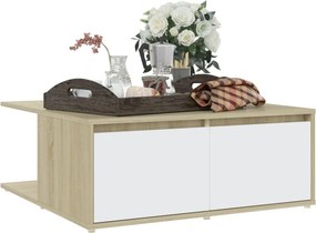 vidaXL Τραπεζάκι Σαλονιού Λευκό/Sonoma Δρυς 80x80x31 εκ. Επεξ. Ξύλο