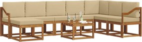 vidaXL Σειρά Καναπέ Εξωτερικού με μαξιλάρι 9 pcs Φυσικό και Μπεζ