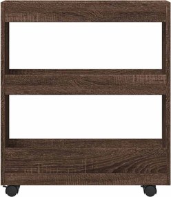 vidaXL Τρόλεϊ Αποθήκευσης Στενό 3 Επιπέδων Καφέ Δρυς Επεξ. Ξύλο