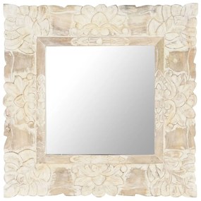 Καθρέφτης Λευκός 50 x 50 εκ. από Μασίφ Ξύλο Μάνγκο