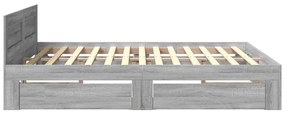 vidaXL Πλαίσιο Κρεβατιού με Κεφαλάρι Γκρι Sonoma 180x200εκ. Επεξ. Ξύλο