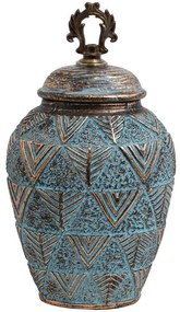 Βάζο 818684 373-121-636 20x17x34cm Turquoise-Gold κεραμικο