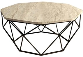 Τραπέζι Σαλονιού Diamond 845HCT5600 90x90x38cm Travertine Beige