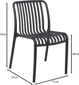 MODA-Ν Καρέκλα Στοιβαζόμενη PP, Απόχρωση Μαύρο   1τμχ