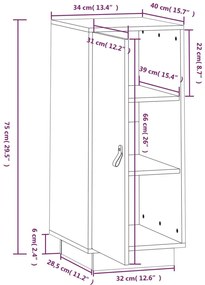 Μπουφές 34 x 40 x 75 εκ. από Μασίφ Ξύλο Πεύκου - Καφέ