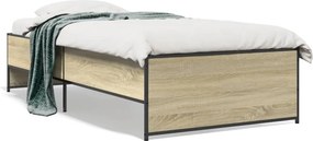 vidaXL Πλαίσιο Κρεβατιού Sonoma Δρυς 100x200 εκ. Επεξ. Ξύλο &amp; Μέταλλο