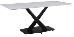 Τραπέζι Tafel pakoworld Sintered stone λευκό με μεταλλικά πόδια σε μαύρη απόχρωση 180x90x76εκ