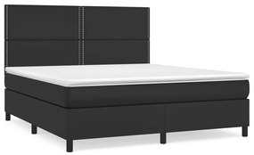 Κρεβάτι Boxspring με Στρώμα Μαύρο 160x200εκ.από Συνθετικό Δέρμα - Μαύρο