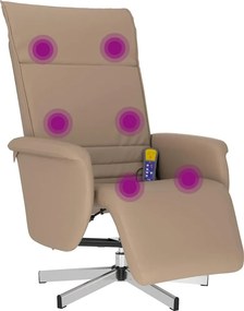 vidaXL Πολυθρόνα Μασάζ Ανακλινόμενη με Υποπόδιο Καπουτσίνο