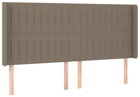 vidaXL Κρεβάτι Boxspring με Στρώμα &amp; LED Taupe 200x200 εκ. Υφασμάτινο