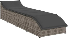 vidaXL Αναδιπλούμενη ξαπλώστρα με μαξιλάρι και αποθήκευση Γκρι