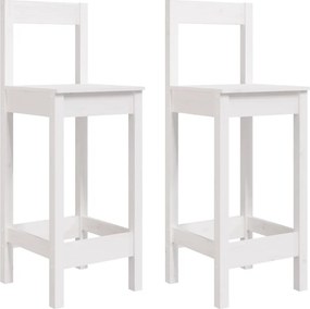 vidaXL Καρέκλες Μπαρ 2 τεμ. Λευκό 40x41,5x112 εκ. Μασίφ Ξύλο Πεύκου