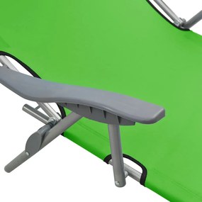 vidaXL Ξαπλώστρα Πράσινη Ατσάλινη με Σκίαστρο
