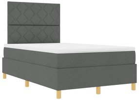 vidaXL Κρεβάτι με κουτί ελατηρίου και στρώμα & LED Γκρυ 120x190 εκ. Ύφασμα
