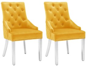 vidaXL Καρέκλες Τραπεζαρίας 2 τεμ. Κίτρινες Βελούδινες