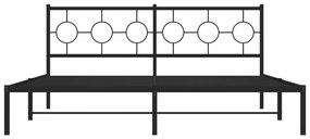 vidaXL Πλαίσιο Κρεβατιού με Κεφαλάρι Μαύρο 183 x 213 εκ. Μεταλλικό