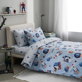 Σεντόνια Παιδικά Apollo Με Λάστιχο (Σετ 3τμχ) Blue Vesta Home Single 170x260cm 100% Cotton