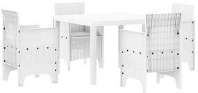 vidaXL Σέτ φαγητού για κήπο 5 pcs Λευκό Rattan Polt