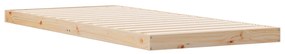 vidaXL Κρεβάτι Δαπέδου Λευκό 90x220 εκ. Μασίφ Ξύλο Πεύκου