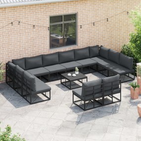 vidaXL Σετ Καναπέ Κήπου 13 pcs Μαύρο 70 x 70 x 32 εκ Αλουμίνιο