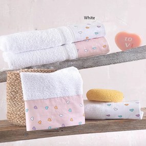 Πετσέτες Παιδικές Tiny Heart (Σετ 2τμχ) White Ρυθμός Towels Set 70x140cm 100% Βαμβάκι