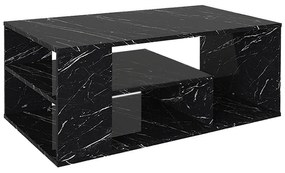 Τραπεζάκι σαλονιού Abdera Megapap χρώμα μαύρο εφέ μαρμάρου 110x60x42εκ.