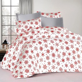Σεντόνια Snowflake 462 (Σετ 4τμχ) White-Red DimCol King Size 240x270cm Cotton-Polyester
