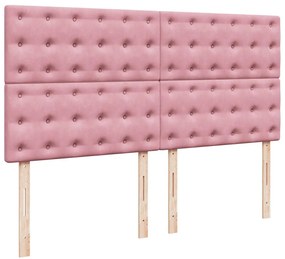 Οθωμανικό κρεβάτι με στρώματα &amp; LEDs Ροζ 160x200cm Velvet 3314479