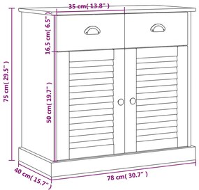 Ντουλάπι με Συρτάρια VIGO Γκρι 78x40x75 εκ. Μασίφ Ξύλο Πεύκου - Γκρι